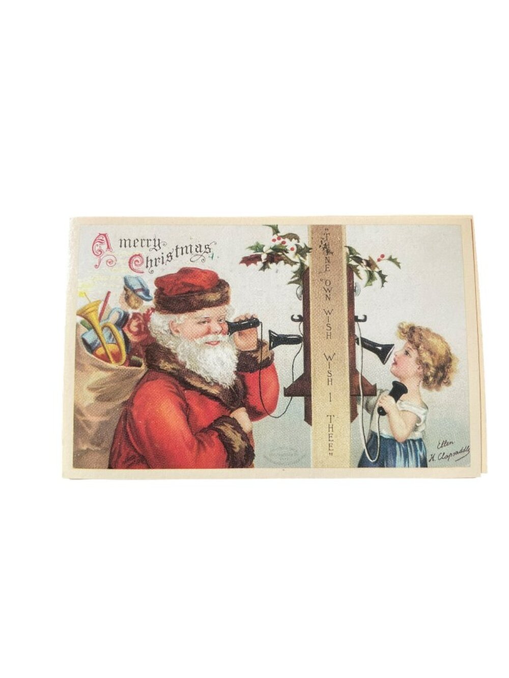 Set of 10 Victorian Christmas & New Year Postcards Set Girls Boys Santa Angels